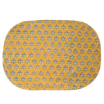 Reversible side of the Blossom cotton placemat. Back side has a smaller, all over floral print.
