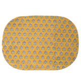 Reversible side of the Blossom cotton placemat. Back side has a smaller, all over floral print.