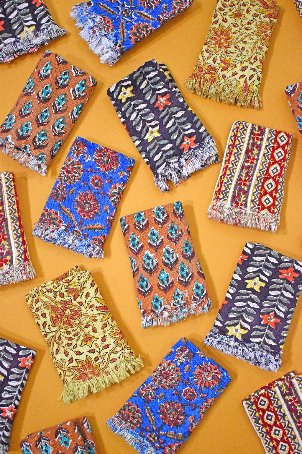 New block print khadi waffle-weave cotton towels