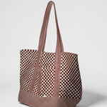 Tote bag with checkered pattern on a white background