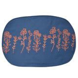 Block printed floral cotton oval placemat, back design