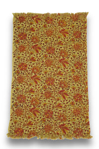 Penelope block printed hand towel open and laid flat on a white background