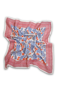 Jane Block Printed Wool Bandana - laid flat onto a plain background
