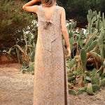 Block print Sophia sleeveless maxi dress