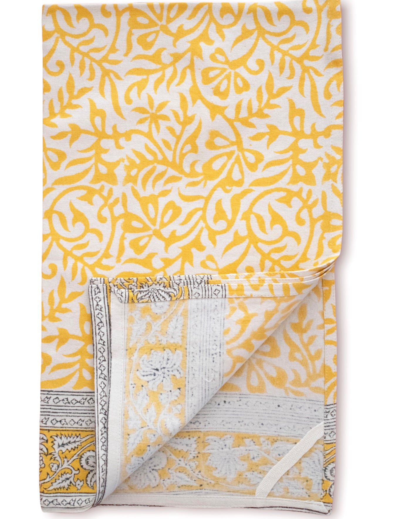 Limon Kitchen Towel, folded with corner open showing one of the loops