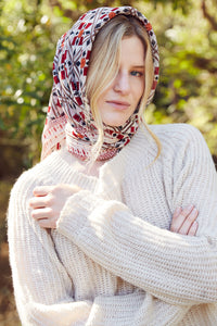 alia georgette scarf tied around hair